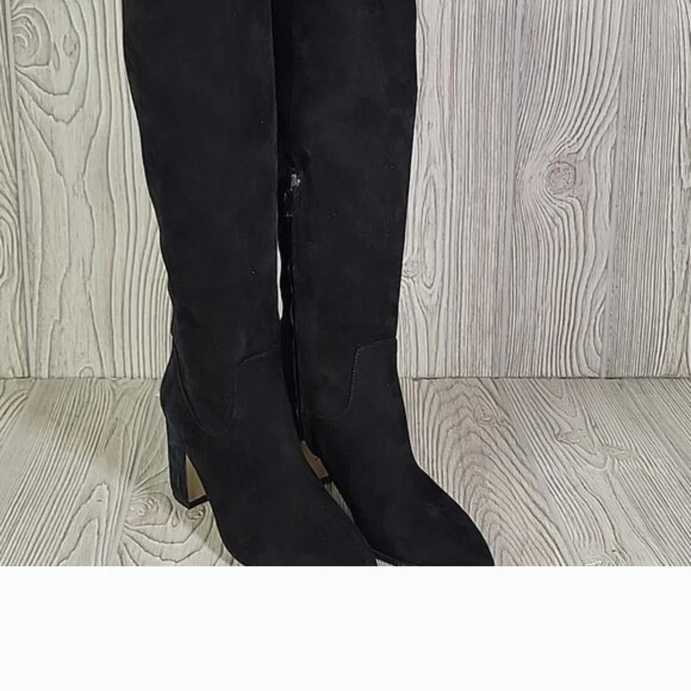 Sam Edelman Women's Black Suede Over-the-Knee Block Heel Boots Hai Size 8